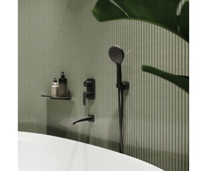 Душевая система скрытого монтажа с тропическим душем, ручным душем и изливом, черный матовый, Ray, IDDIS, RAYBL03i68 в Сочи и Адлере