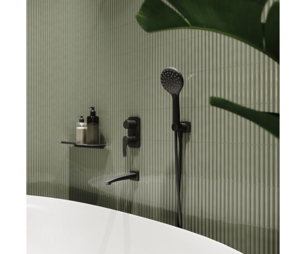 Душевая система скрытого монтажа с тропическим душем, ручным душем и изливом, черный матовый, Ray, IDDIS, RAYBL03i68 в Сочи и Адлере