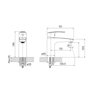 Смеситель для умывальника, RAYSB00i01 в Сочи и Адлере Смеситель для умывальника, RAYSB00i01 в Сочи и Адлере