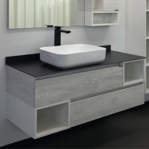 COMFORTY Тумба-умывальник "Прага-120" дуб белый с антрацитовой столешницей, с раковиной COMFORTY T-Y9378 COMFORTY Тумба-умывальник "Прага-120" дуб белый с антрацитовой столешницей, с раковиной COMFORTY T-Y9378