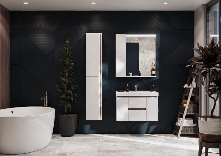 Рене Зеркальный шкаф 80 Белый/Грецкий орех в Сочи и Адлере