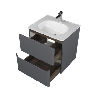 Savag 60 тумба подвесная серая матовая (Astra 60 раковина керамическая) в Сочи и Адлере