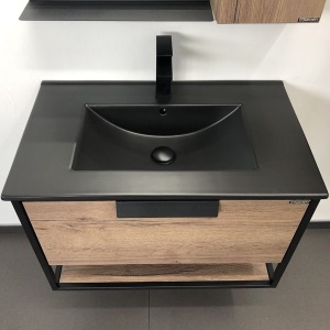 COMFORTY. Тумба-умывальник "Бонн-90" дуб темный с раковиной COMFORTY 90E черная матовая в Сочи и Адлере COMFORTY. Тумба-умывальник "Бонн-90" дуб темный с раковиной COMFORTY 90E черная матовая в Сочи и Адлере