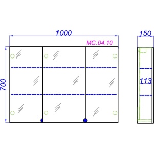 МС 100 Зеркальный шкаф с тремя дверьми на петлях с плавным закрыванием (Ш100хВ70хГ15) в Сочи и Адлере МС 100 Зеркальный шкаф с тремя дверьми на петлях с плавным закрыванием (Ш100хВ70хГ15) в Сочи и Адлере