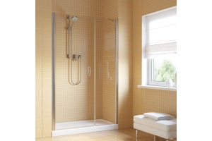 Дверь в душевой проем, профиль хром глянц., стекло прозр. 130 см правая Lux