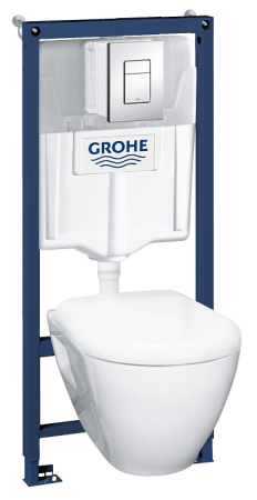 39186000 GROHE Solido Набор инсталляция 4 в 1 подвесным унитазом Serel и панелью смыва Skate Cosmopolitan, хром (39186000)
