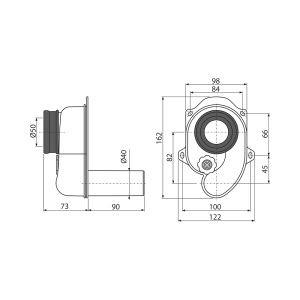 Cифон для писсуара Alcadrain горизонтальный (AG210901240) в Сочи и Адлере