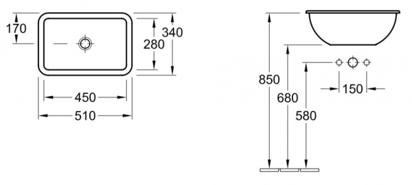 Раковина, Villeroy&Boch, Loop&Friends, ширина, мм-510, глубина, мм-340, высота, мм-170, тип установки-встраиваемый сверху, отверстия для смесителя-отс в Сочи и Адлере Раковина, Villeroy&Boch, Loop&Friends, ширина, мм-510, глубина, мм-340, высота, мм-170, тип установки-встраиваемый сверху, отверстия для смесителя-отс в Сочи и Адлере