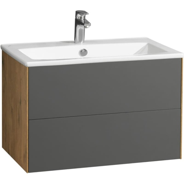 Сохо 75 Тумба-умывальник Дуб Веллингтон/Графит софт (Умывальник"Элина-75") Сохо 75 Тумба-умывальник Дуб Веллингтон/Графит софт (Умывальник"Элина-75")