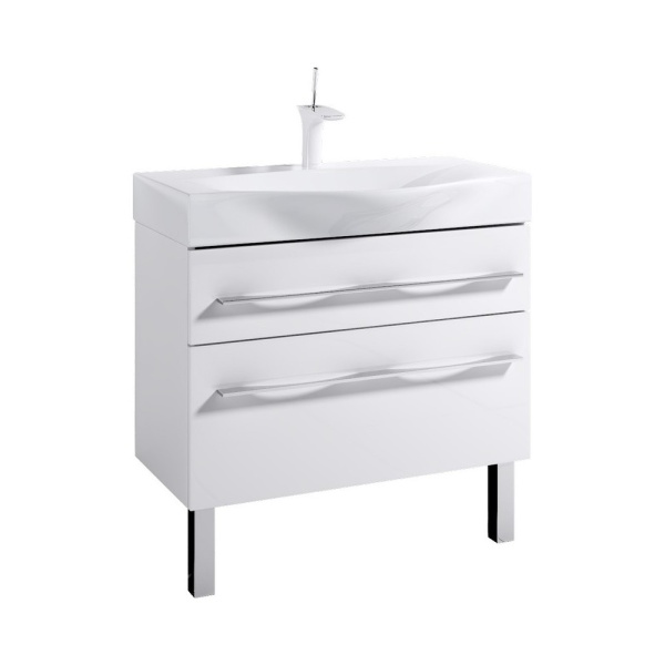 МИЛАН 80 Тумба на ножках, сдва я щика, белая с раковиной БЕРГАМО 80 (Ш80хВ85хГ50) МИЛАН 80 Тумба на ножках, сдва я щика, белая с раковиной БЕРГАМО 80 (Ш80хВ85хГ50)