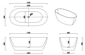 PAMPERO (Памперо) Ванна акриловая отдельностоящая 1700*800*580, слив-перелив хром, белый в Сочи и Адлере PAMPERO (Памперо) Ванна акриловая отдельностоящая 1700*800*580, слив-перелив хром, белый в Сочи и Адлере