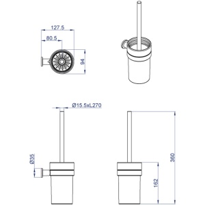 Ерш подвесной AZARIO FORNYс керамической колбой, хром (AZ-88313) в Сочи и Адлере