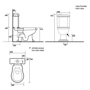 Kerasan Retro Бачок для унитаза моноблок 1012/1013 (без механизма слива) подвод снизу, цвет белый в Сочи и Адлере