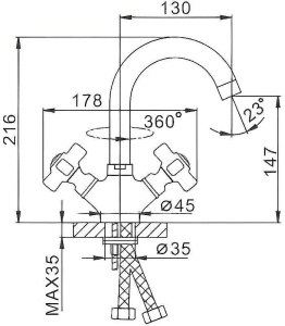 Смеситель для раковины c керамич. ручки бел/хром FRAP(10) в Сочи и Адлере