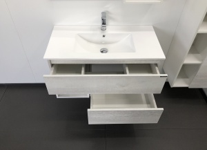 COMFORTY Тумба-умывальник "Турин-90" дуб белый с раковиной COMFORTY 90E в Сочи и Адлере COMFORTY Тумба-умывальник "Турин-90" дуб белый с раковиной COMFORTY 90E в Сочи и Адлере