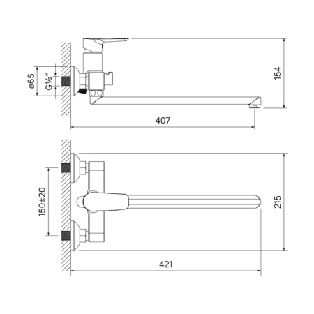 Смеситель для ванны с длинным изливом, CLOUD, IDDIS, CLOSBL2i10WA в Сочи и Адлере