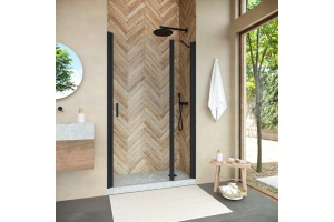 Дверь в душевой проем EP-F-1 150 02М 01 L профиль черный матовый стекло прозрачное