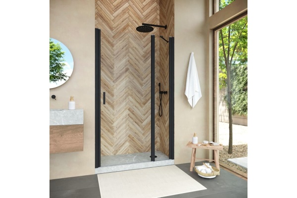 Дверь в душевой проем EP-F-1 150 02М 01 L профиль черный матовый стекло прозрачное