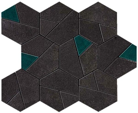 Мозаика Boost Tarmac Mosaico Hex Jade 23*28.5