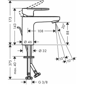71580000 HG Vernis Blend Смеситель для раковины 100, без сливного набора, латунь, хром в Сочи и Адлере 71580000 HG Vernis Blend Смеситель для раковины 100, без сливного набора, латунь, хром в Сочи и Адлере