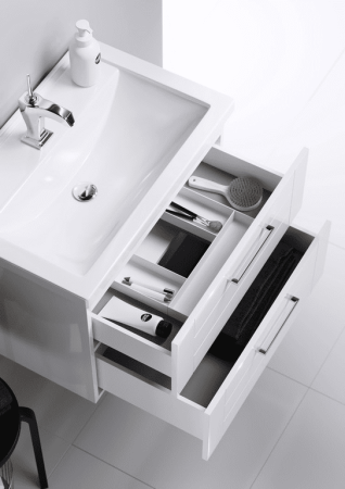 МАНЧЕСТЕР 70 Тумба подвесная, два ящика, белая с раковиной ФОСТЕР 70 (Ш71хВ54хГ46) MAN01072+Фостер 70  в Сочи и Адлере