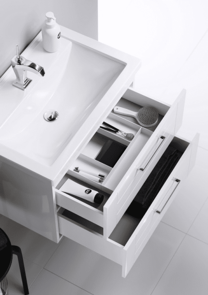 МАНЧЕСТЕР 70 Тумба подвесная, два ящика, белая с раковиной ФОСТЕР 70 (Ш71хВ54хГ46) MAN01072+Фостер 70  в Сочи и Адлере