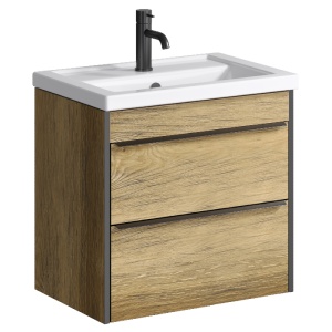 FARGO 60 Тумба подвесная дуб балтийский с раковиной ФОСТЕР 60 (Ш61хВ60,7хГ41) FRG0106DB+Фостер 60  FARGO 60 Тумба подвесная дуб балтийский с раковиной ФОСТЕР 60 (Ш61хВ60,7хГ41) FRG0106DB+Фостер 60