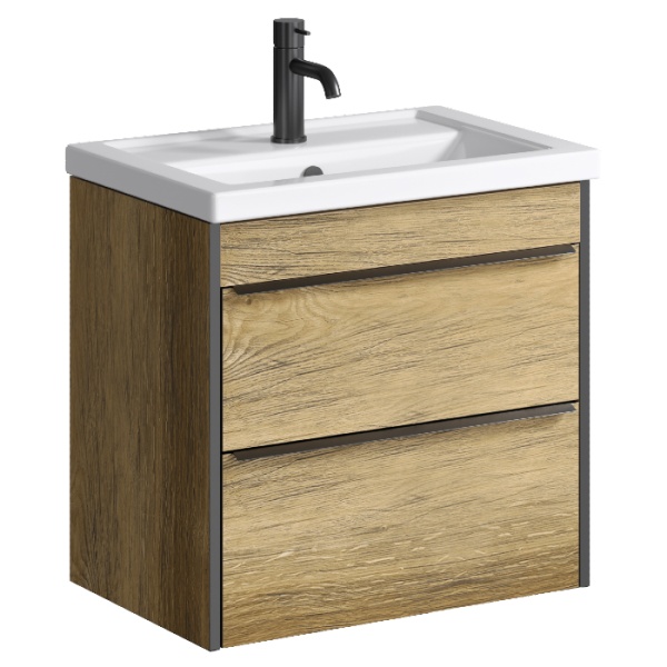 FARGO 60 Тумба подвесная дуб балтийский с раковиной ФОСТЕР 60 (Ш61хВ60,7хГ41) FRG0106DB+Фостер 60  FARGO 60 Тумба подвесная дуб балтийский с раковиной ФОСТЕР 60 (Ш61хВ60,7хГ41) FRG0106DB+Фостер 60