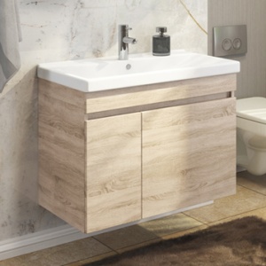 COMFORTY Тумба-умывальник "Тромсе-60" дуб сонома с раковиной Fest 60 F01 COMFORTY Тумба-умывальник "Тромсе-60" дуб сонома с раковиной Fest 60 F01