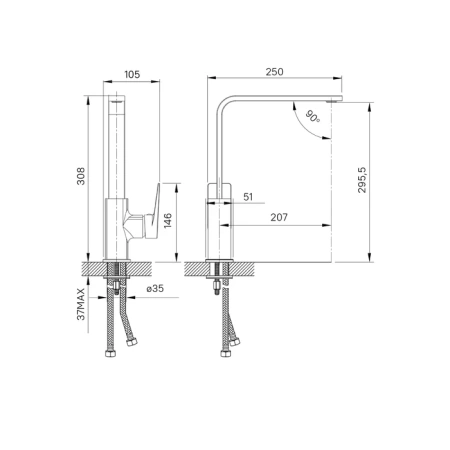 Смеситель для кухни, Bridge, IDDIS, BRDSB00i05 в Сочи и Адлере