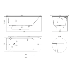 Встраиваемая ванна с прямоугольной чашей, регулируемые ножки ORLANDA 170Х80 матовая в Сочи и Адлере Встраиваемая ванна с прямоугольной чашей, регулируемые ножки ORLANDA 170Х80 матовая в Сочи и Адлере
