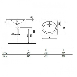 Раковина встраиваемая Adora 52*41 в Сочи и Адлере Раковина встраиваемая Adora 52*41 в Сочи и Адлере