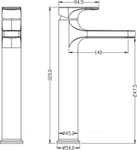 Смеситель для умывальника высокий SPECTRE Black в Сочи и Адлере Смеситель для умывальника высокий SPECTRE Black в Сочи и Адлере