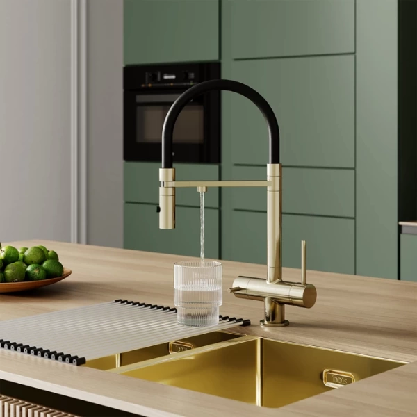 Смеситель для кухни с фильтром и гибким изливом, матовое золото, Ace, IDDIS, ACEMGFFi05 в Сочи и Адлере Смеситель для кухни с фильтром и гибким изливом, матовое золото, Ace, IDDIS, ACEMGFFi05 в Сочи и Адлере