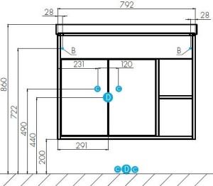 Флай 80 Тумба белый, дуб крафт (раковина приобретается отдельно Миранда-80) в Сочи и Адлере Флай 80 Тумба белый, дуб крафт (раковина приобретается отдельно Миранда-80) в Сочи и Адлере