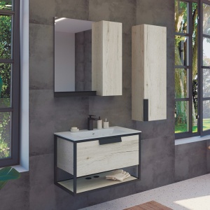 COMFORTY Тумба-умывальник "Бонн-75" графит/дуб дымчатый с  раковиной COMFORTY 75E белая в Сочи и Адлере COMFORTY Тумба-умывальник "Бонн-75" графит/дуб дымчатый с  раковиной COMFORTY 75E белая в Сочи и Адлере