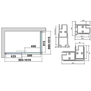 Душевой уголок ZA NOVO h2000 100 02М 01, профиль черный матовый, стекло прозрачное в Сочи и Адлере