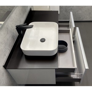 COMFORTY Тумба-умывальник "Милан-120" белый глянец с антрацитовой столешницей, с раковиной COMFORTY T-Y9378	 в Сочи и Адлере COMFORTY Тумба-умывальник "Милан-120" белый глянец с антрацитовой столешницей, с раковиной COMFORTY T-Y9378	 в Сочи и Адлере