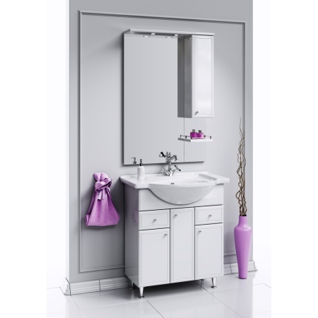 БАРСЕЛОНА 70 Зеркало с полочкой, шкафчиком, а также светодиодной подсветкой,включателем и розеткой (Ш70хВ108хГ17,5) в Сочи и Адлере