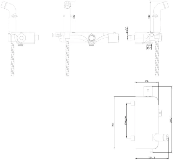 Термостат Lemark Solo LM7169CW с гигиеническим душем, настенный, хром/белый в Сочи и Адлере