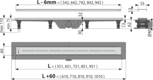 APZ18-950M Водоотводящий желоб с порогами из нержавеющей стали для перфорированной решетки в Сочи и Адлере