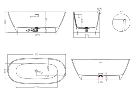 Ванна S-Stone (Solix) SOFIA 170*80 матовая/ДК белый в Сочи и Адлере