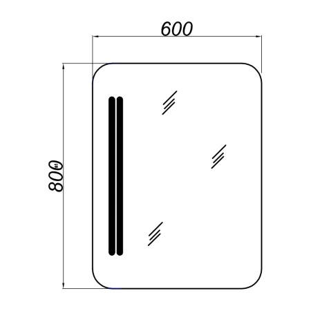 НЕО 60 Зеркало с подсветкой выключателем и возможностью крепить вертикально и горизонтально (Ш35хВ140хГ30) в Сочи и Адлере