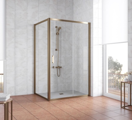 Душевой уголок Vegas Glass ZP+ZPV 120*100 05 01 профиль бронза, стекло прозрачное в Сочи и Адлере