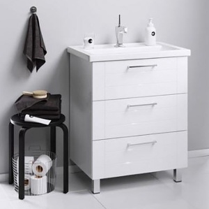 МАНЧЕСТЕР 80 Тумба на ножках, три ящика, белая с раковиной ФОСТЕР 80 (Ш81хВ89хГ46) в Сочи и Адлере МАНЧЕСТЕР 80 Тумба на ножках, три ящика, белая с раковиной ФОСТЕР 80 (Ш81хВ89хГ46) в Сочи и Адлере