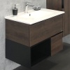 COMFORTY Тумба-умывальник &quot;Франкфурт-75&quot; дуб шоколадно-коричневый с раковиной COMFORTY 75E черная матовая