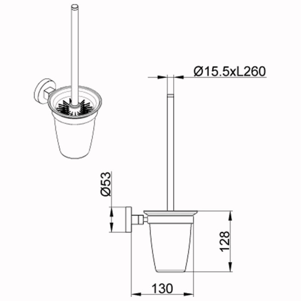 Ерш для унитаза AZARIO NESSY подвесной со стеклянной колбой, хром (AZ-73113) в Сочи и Адлере