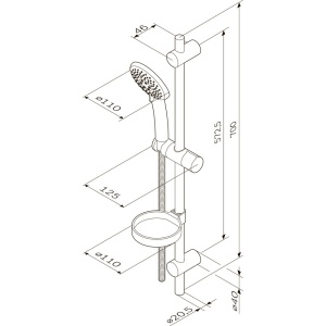 Like душевой комплект: ручной душ 110мм, душевая штанга 700мм, душевой шланг 1750мм, 3 функции ручного душа в Сочи и Адлере