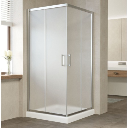 Душевой угол с двумя раздвижными дверями ZA TUR NOVO 90 08 10 профиль хром глянцевый стекло сатин в Сочи и Адлере