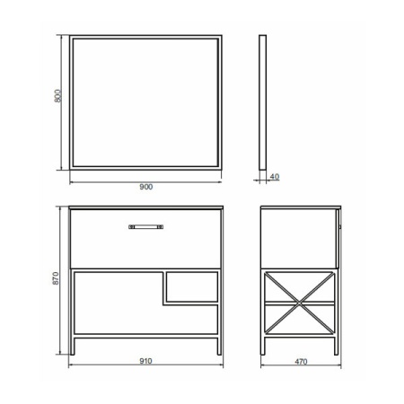 COMFORTY Зеркало "Бредфорд-90" черный в Сочи и Адлере